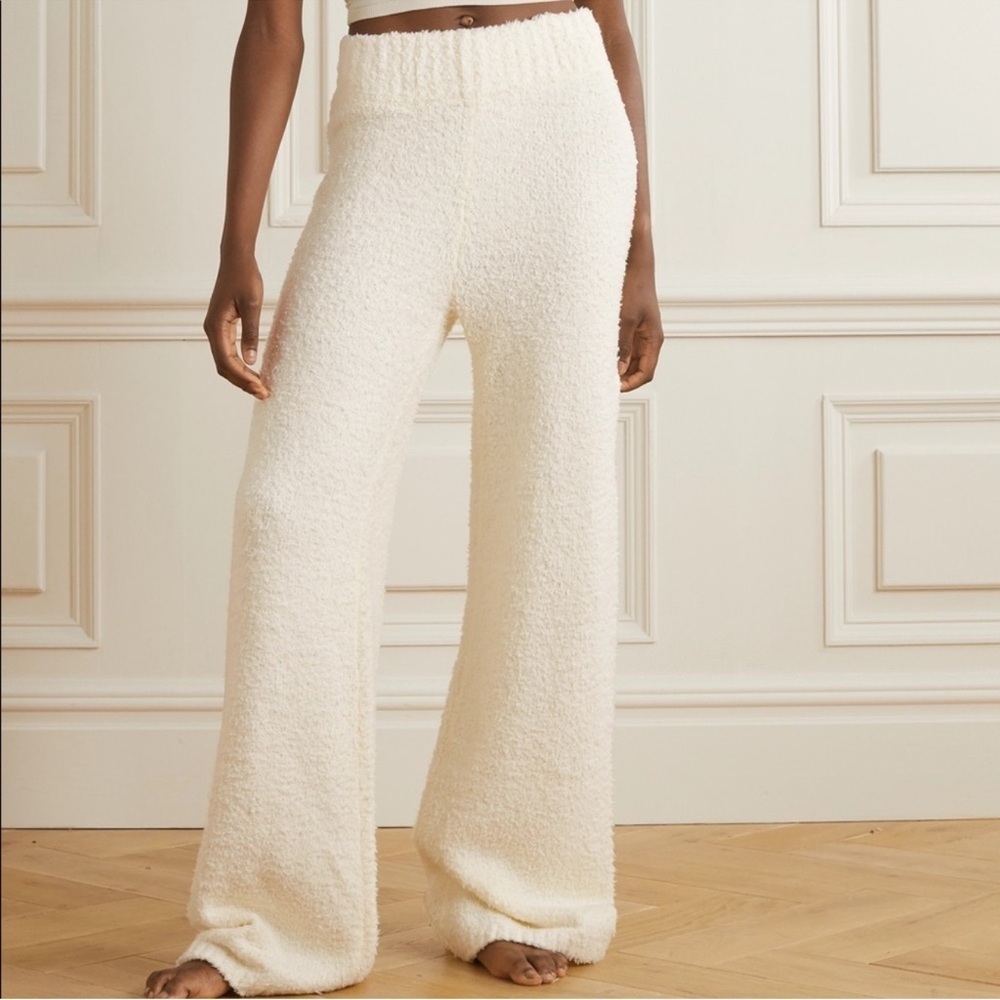 SKIMS Pants Boucle Texture Pull On Casual Comfort Loungewear Cream Bone L/XL NWT